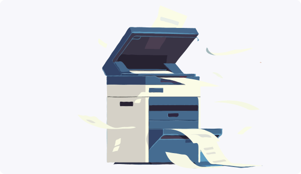man in front of a print machine with a colorful large printer