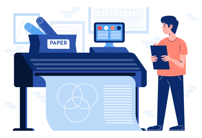 man printing documents