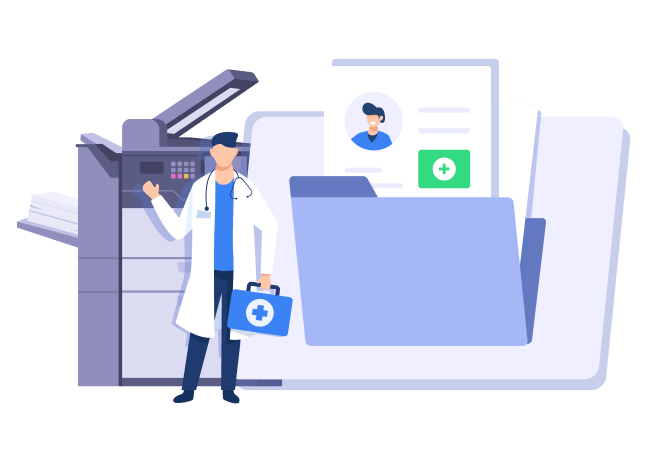 man printing documents