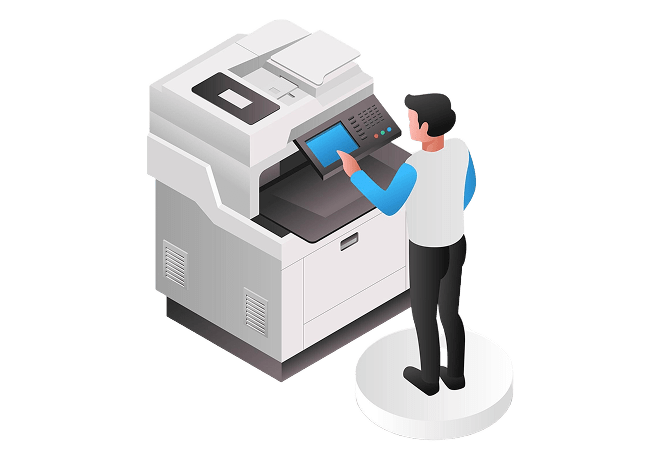 man printing documents