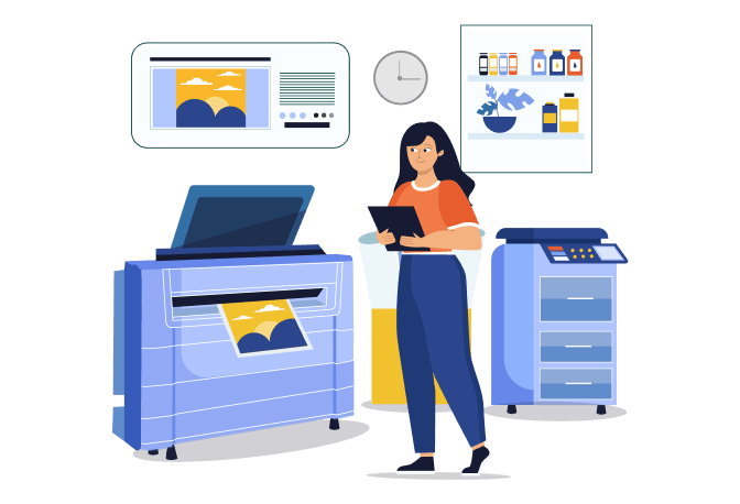 woman printing documents