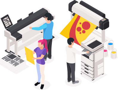 printing machine with a colorful large printer