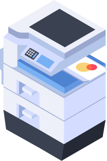 man in front of a print machine with a colorful large printer