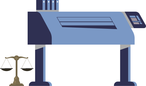 man in front of a print machine with a colorful large printer