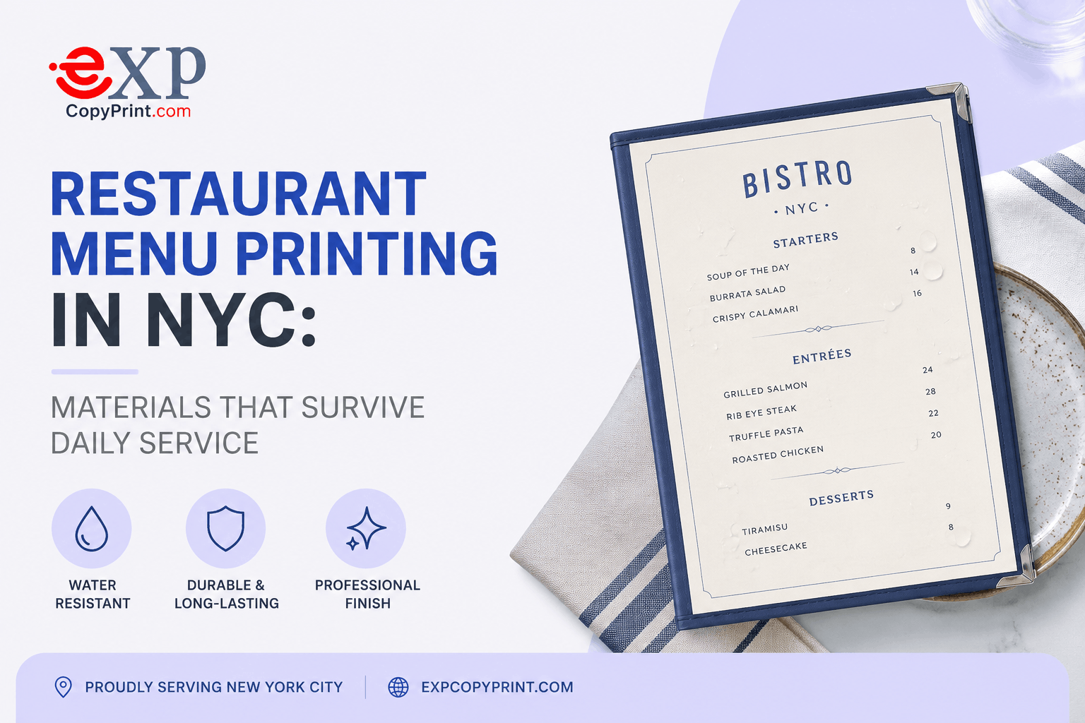 Restaurant Menu Printing in NYC Materials That Survive Daily Service